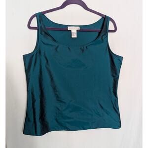 90s Doncaster Teal 100% Silk Taffeta Sleeveless Top Size 12 formal party office